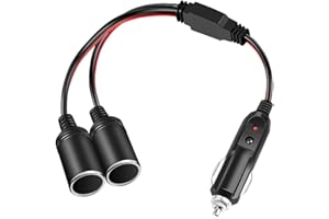 AromeLivii Zigarettenanzünder Verteiler mit Steckdose, 2-Fach 100W 12V/24V Doppelsteckdose Splitter für AUTO, KFZ, LKW Zigarettenanzünder Stecker [30cm | 15A | 16AWG]