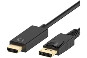 Pipestation Display Port to HDMI Port Cable 1.8m | Gold Plated High Resolution 4K UHD DisplayPort to HDMI Cable for TV, Laptop, Monitor | DisplayPort to Ultra High Definition Multimedia Interface Lead