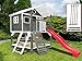 Produktbild Stelzenhaus Tobi Kinderspielhaus grau mit Kletterwand, Sandkasten und Abdeckplane. Rutsche Optional. Baumhaus Tobi 4 you, Rutsche wählen:rote Rutsche, Sicherheit wählen:4 x Bodenanker
