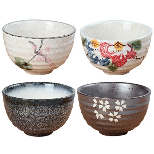 Gazechimp 4 Piece Tea Ceremony Matcha Bowl Green Tea Powder Ceramic Rice Teaware