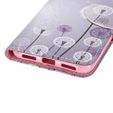 Felfy Leder Hülle für Huawei P8 Lite 2017,Huawei P8 Lite Tasche Schutzhülle,Huawei P8 Lite Brieftasche Wallet Retro Flip Bookstyle Bunt Muster Feder Schmetterling Campanula Löwenzahn Elegant Case [PU Leder + TPU Silikon Innere] Tasche Schale Magnetic Buckle Etui Lederhülle Handyhülle für Huawei P8 Lite 2017 [Löwenzahn] + 1x Silver Stylus+ 1x Bling Dust Plug[Farbe Random] - 3