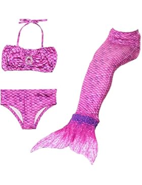 Starjerny 3PS Mädchen Meerjungfrauen Bikini Set Schwimmanzug Badeanzüge Bademode Prinzessin Kostüm Meerjungfrauenschwanz...
