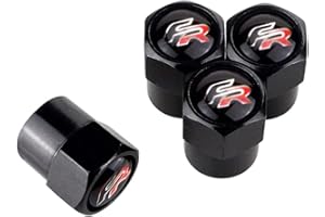 ZOUXO 4 Stück Reifenventilabdeckungen, Reifenventil-Staubschutzkappen für Altea Leon FR Logo Ibiza Toledo Cordoba CRV Alhambra Arona Ateca Exeo (schwarz)