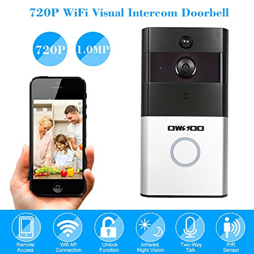 Preisvergleich Produktbild OWSOO Türsprechanlage 720 P WiFi Drahtlose Gegensprechanlage Unterstützung Infrarot Nachtsicht PIR Android IOS APP Fernbedienung