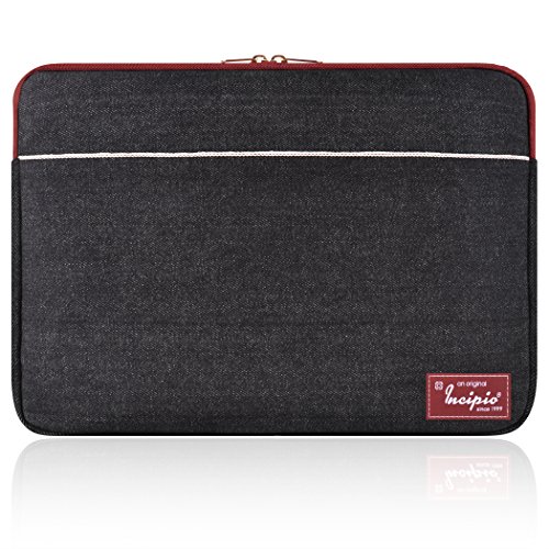 Incipio Selvage Denim Sleeve für Apple MacBook Pro 13" in grau/rot [Außentasche | Denim-Textilstoff-Außenseite | Fleece-Innenseite | Gepolstert] - IM-347