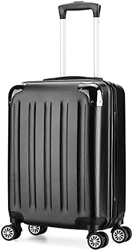 Travel Hardshell 20” ABS case cabin Super Lightweight Carry Ons Hand luggage suitcases with 4 Wheels,Approved for Ryanair Easyjet, British Airways, 40L 6 Colors (Grey)