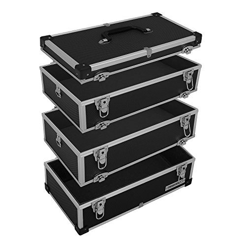 Werkzeugkoffer Angelkoffer Präsentationskoffer 3 Ebenen Alu 32L – Schwarz - 2