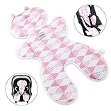 【Anti-Rutsch-Design】 Es gibt 4 Riemen auf der Rückseite des Kinderwagen-Liner für Sie, um es leicht an den Rahmen des Kinderwagens zu binden. Darüber hinaus soll eine große Anzahl rutschfester Punkte verhindern, dass das Kissen herunterfällt.