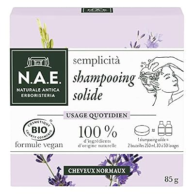 N.A.E. - Shampooing Solide Certifié Bio - Usage Quotidien Cheveux Normaux - 85 g