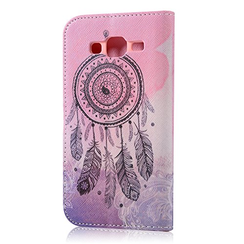 Hülle für Samsung Badalink J5 2015 UltraSlim Schutzhülle Leder PU Handyhülle Muster Rosa Lila Handytasche Wallet Case Ständer Handyhuelle Cover +Eingabestift+Staubstecker - 5