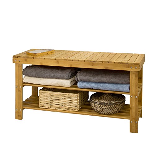 SoBuy® Schuhregal aus hochwertigem Bambus mit 2 Jahren Garantie,90cm, FSR02-L-N