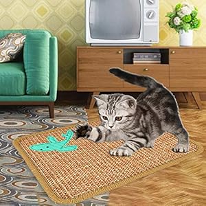 perfecti Rascador Alfombra para Gatos Alfombrilla para Rascar Alfombrilla Antideslizante Natural Afilador De Uñas De Sisal para Mascotas para Garras De Amolado y Muebles De Protección