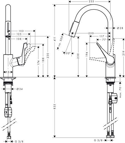 Hansgrohe Einhand-Küche Design Cento XL Schwanenhals schwenkbar mit herausziehbarer Spülbrause chrom 14803000 - 4