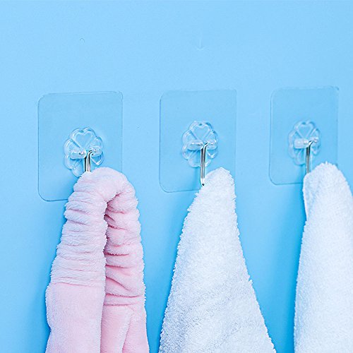 hapileap Traceless Klebehaken (Max: 22 LB) – Die leistungsstarke Nail frei No Scratch transparent Heavy Duty 2 Wandhaken für Badezimmer, Küche, Wand- und Deckenleuchte, wiederverwendbar, waschbar, wasserdicht und ölabweisend (8 Stück) - 2