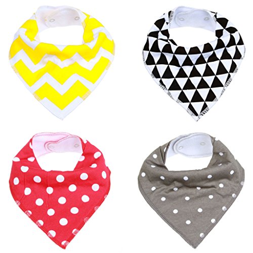 Baby Unisex Bandana Drool Bibs , ivencase Colorful Pattern Absorbent Cotton Cute Baby Gift Sets Feeder Bib for Boys & Girls (4-Pack Set)