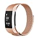 Produktbild Fitbit Laden 2 Bands, oitom Classic Metall klein und groß Edelstahl Milanaise Loop Ersatz Zubehör Fitbit Laden 2 Bands Silber Schwarz Rose Gold (8 Farben), rose gold