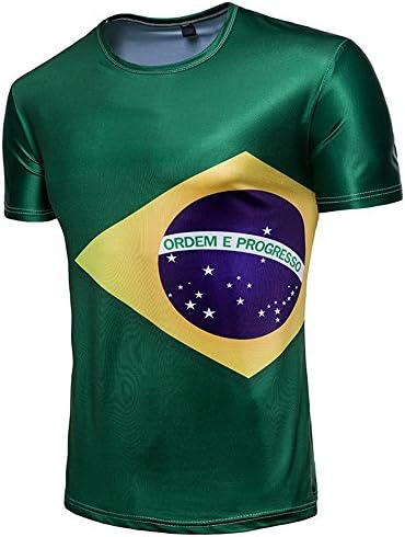 YAKOO Men's and Women's 3D Pattern Printing T-Shirt Short Sleeve Casual Sports Outdoor 2018 World Cup Brazil Football Team Theme T-Shirt,T - Shirt,M