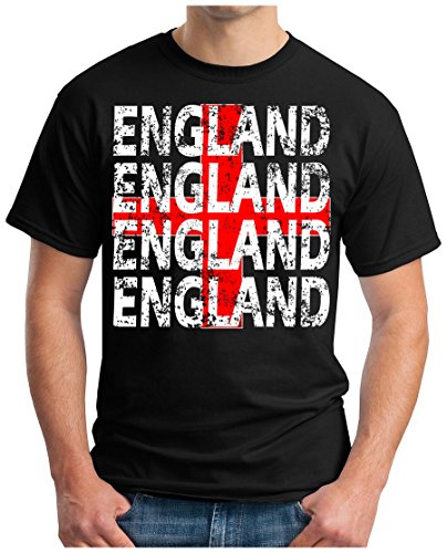 OM3 – ENGLAND – T-Shirt EM 2016 FRANKREICH FRANCE FUSSBALL FANSHIRT SOCCER CUP SPORT TRIKOT EUROPAMEISTER, 5XL, schwarz