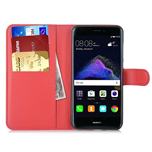 Huawei P8 Lite 2017 Hülle, IVSO Hohe Qualität Advanced Shock Absorption Technology Case Folio Tasche Cover für Huawei P8 Lite 2017 Smartphone (Für Huawei P8 Lite 2017, Rot)