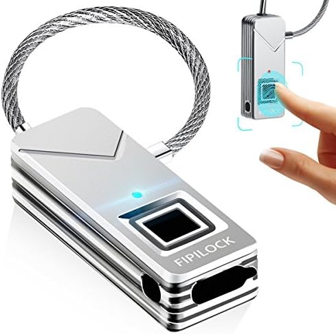 Fingerprint Lock – YAHE Portable Fingerprint Padlock Security No Password,360 ° Touch 1 Second Fast Unlock,Lightweight &amp; Waterproof For Suitcases,Golf Bags,Handbags,School Bags,Cupboards(Silver)