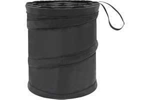 ALMLWIAJ Portable Mini Black Car Bins for Front/Back of Car, Collapsible Car Trash Can Garbage Storage, Waterproof Rubbish Bin for Auto Motor Travel Tidy