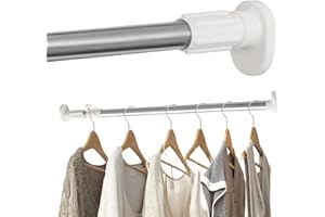 Hershii Expandable Window Shower Curtain Tension Rod Oval Head Clothes Hanging Bar Rail for Closet Wardrobe, No Drilling, 25.4mm Pipe Diameter