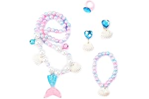 Vanyibro Mermaid Princess Jewelry Set for Kids, for Girls,Mermaid Party Decorations,Exquisite Mermaid Necklace and Accessories