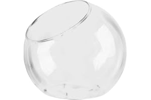 Yaztauho Round Glass Terrarium 12cm Oblique Cut Succulent Plant Holder Terrarium Centerpiece Glass Vase Home Decoration Centerpiece