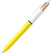 BIC 4-Farben-Kugelschreiber In Holzoptik – Blau, Schwarz, Rot, Grün – Praktischer 4-in-1 Stift (3er Pack)