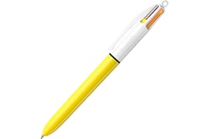 DLM DIRECT BIC 4-Farb-Sun-Stift Multi Pen einziehbarer gelber Sonnenfarbenstift mit vier verschiedenen lebendigen Tinten, mehrfarbiger Stift in einem für Schule, Büro & Farbcodierung