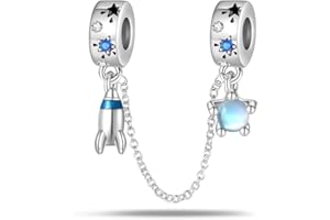 LIGHTDOG 925 argent chaîne de sécurité Charms Bracelets Cadeau mignon de bijoux pour les femmes filles Mode Dangle pendentif perles