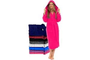 CICK Towelling Robe Premium Cotton Women and Mens Dressing Gowns Hooded Bathrobe Spa Bath Towel Robe