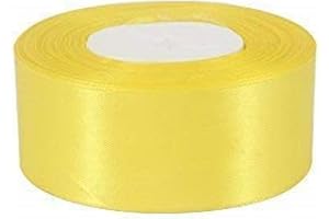 Trimming Shop Yellow Full Roll Ribbon 40mm x 25 Metres - Double Sided Satin Brightly Coloured - 100% Polyester - for Gift Wrapping, Decorating, Arts and Craft - Machine Washable