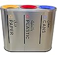 Lacot 3 Section Open Color Coded Top 3 In 1 Recycle Steel Bin-90 X 36 X 81.5 CM