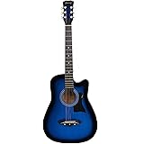 JUAREZ Engineered Wood Acoustic Guitar, 38 Inch Cutaway, JRZ38C/TBLSNA TRANSPARENT BLUE SUNBURST: 