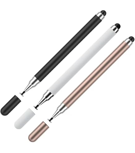 Set Di 4 Penne Touch Capacitive 2 In 1 - Punte Fine E Morbida, Per Smartphone E Tablet (Nero/Argento/Blu/Rosa)