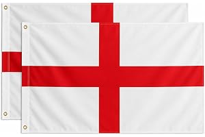 ENGLAND Flag 5ft x 3ft (PACK OF 2) St Georges Flag with Brass Eyelets for Football Rugby, Euro and World Cup Flags 2026, Fest