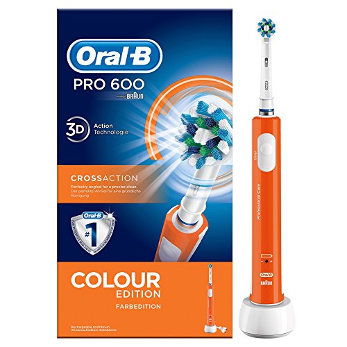 Oral-B PRO 600 CrossAction - Cepillo eléctrico recargable, color naranja