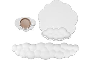 Duscdesp 3-in-1 Cloud Keyboard Wrist Rest and Mouse Mat with Non-Slip Base, Ergonomic Memory Foam Wrist Support for Office and Gaming