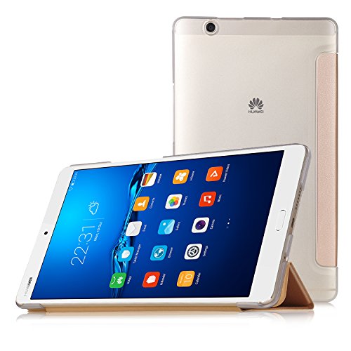 Huawei MediaPad M3 8.4 Hülle, IVSO Ultra Schlank Superleicht Ständer Slim Leder zubehör Schutzhülle für Huawei MediaPad M3 8.4 Tablet-PC perfekt geeignet (Slim-Golden)
