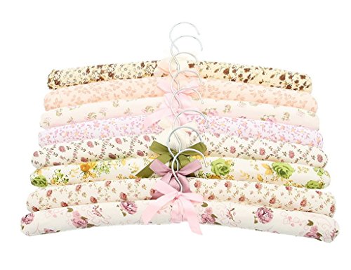 Fancyland Women Floral Pattern Rural Style Bow Sponge Soft Coat Hangers Pack of 5 in Random Color