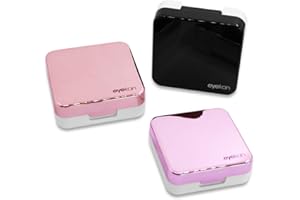 YuCool Mini-Kontaktlinsenetui, stilvoll, einfach, tragbar, Harte Doppellinsenbox, Spiegel, Flasche, Behälter, Pinzette für Reisen und Zuhause, Schwarz, Roségold, Rosa, 3 Stück