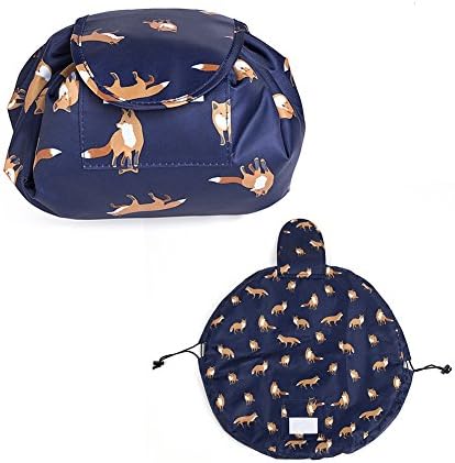 Aliyao Makeup Organizer Storage Bag Cosmetic Jewelery Pounch Nylon Large Capacity Barrel Travel Accessories (Fox)