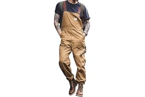 Oanviso Salopette Uomo Overalls Elasticità Salopette in Denim Casual Pantaloni Strappati Loose Fit Moda Ragazzo Jumpsuit Pagliaccetti da Lavoro con Bretelle