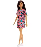 Barbie Trendy con Abito-Stapato con Divertenti Icone, Colore Turchese