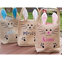 Ostertasche Jute Geschenk-Tasche Ostern groß mit Ohren Jutebeutel bedruckt Sammeltasche Hase Tasche Ostern Kinder personalisiert mit Namen Text