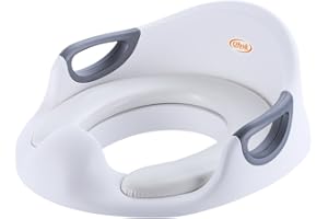 QHYK Töpfchen Training Sitze, Toiletten-Sitz für Kinder, Töpfchen trainer für Jungen und Mädchen, seitliche Haltegriffe, gepolsterte Sitzfläche, mit Spritzschutz, sichere rutschfeste, weiß