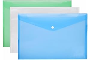 SALE JUNCTION A4 Plastic Wallet Colorful File Document Or Paperwork Popper Multicolor Pockets Carry Envelope Folders with Closure Button for Home School Office Business Supplies and Travel Accessories (Pack of 2)