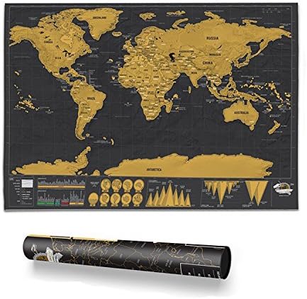Scratch Map Deluxe Travel Edition A3 Travel Map Gift Tube Personalised World Map Poster (Black | 42.3 x 30cm)