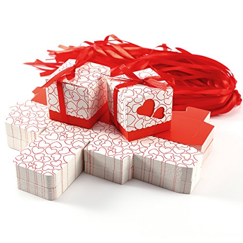 100 x Hochzeit Gastgeschenk Rot Herz Bonboniere Geschenkbox Geschenkschachtel Geschenkverpackung Kartonage Tischdeko